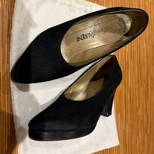 Vintage Yves Saint Laurent Black Suede Heels